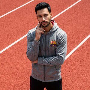 Hoodie Zipped Authentic Barcelona Football Club (BFC) windbreaker sweater Gray
